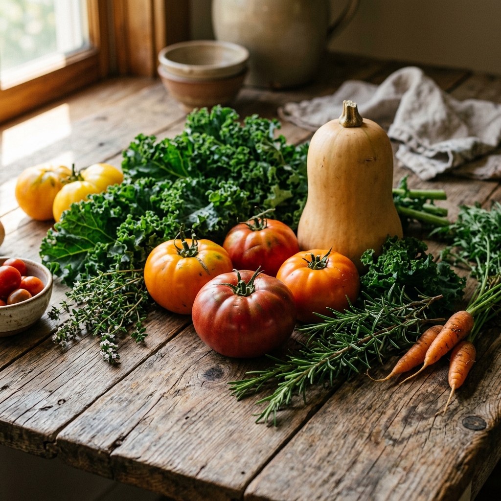 Fresh healthy vegetables and produce